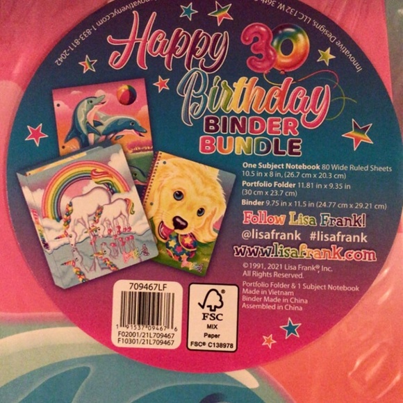 Lisa Frank Binder Notebook Folder Set Back to School Unicorn Dolphin Dog NWT - Picture 2 of 3